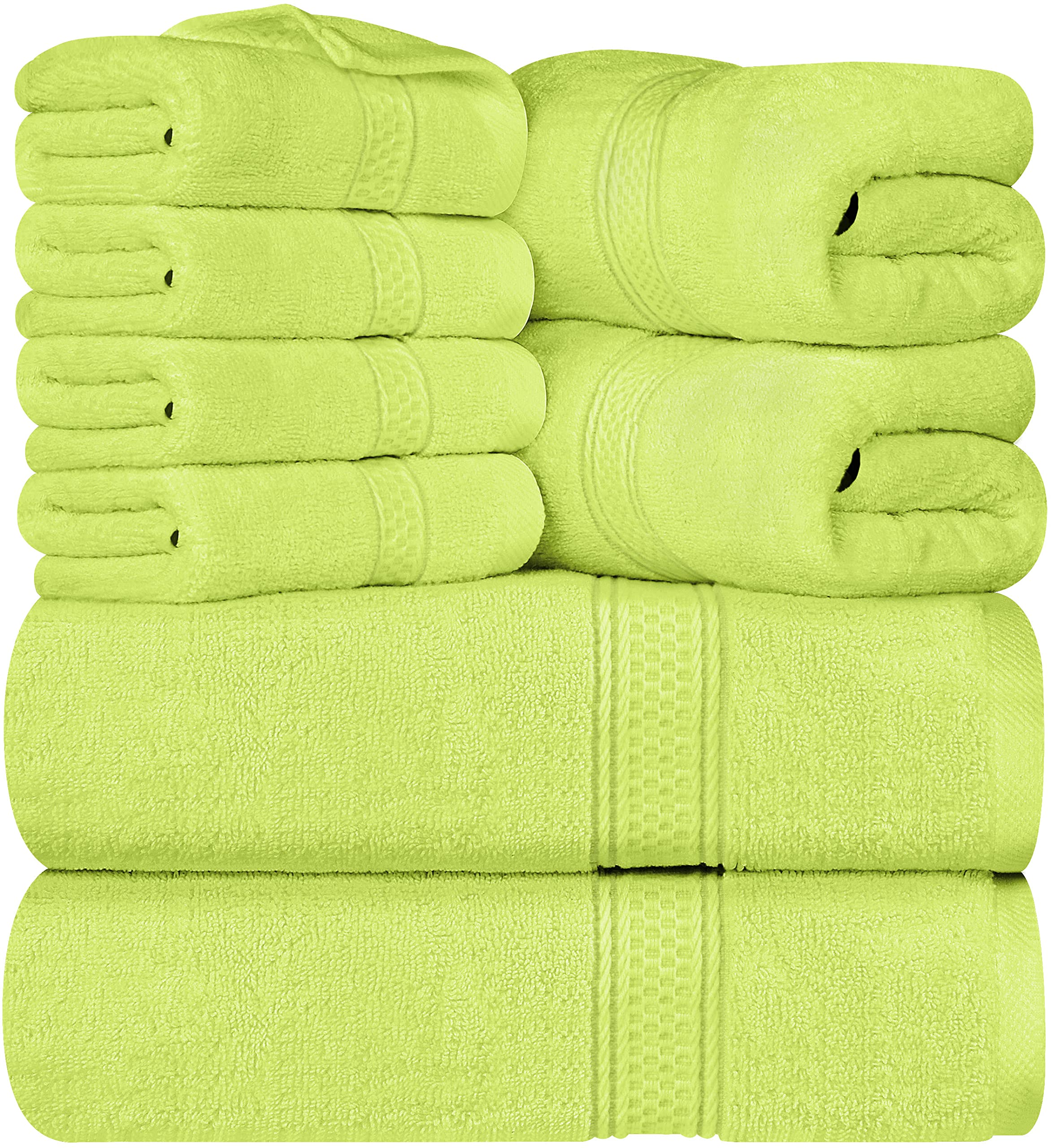 Cymak Towels 8-Piece Premium Towel Set, 2 Bath Towels, 2 Hand Towels, and 4 Wash Cloths, 600 GSM 100% Ring Spun Cotton Highly Absorbent Towels for Bathroom, Gym, Hotel, and Spa