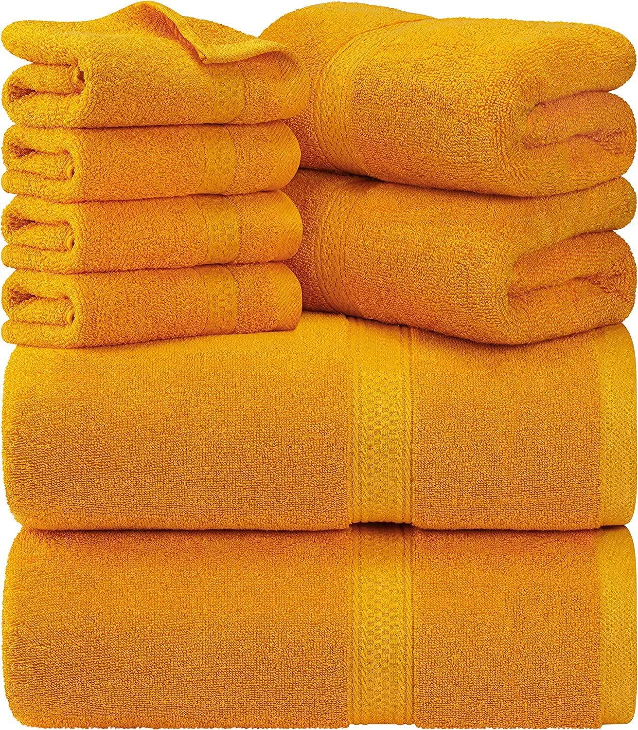 Cymak Towels 8-Piece Premium Towel Set, 2 Bath Towels, 2 Hand Towels, and 4 Wash Cloths, 600 GSM 100% Ring Spun Cotton Highly Absorbent Towels for Bathroom, Gym, Hotel, and Spa