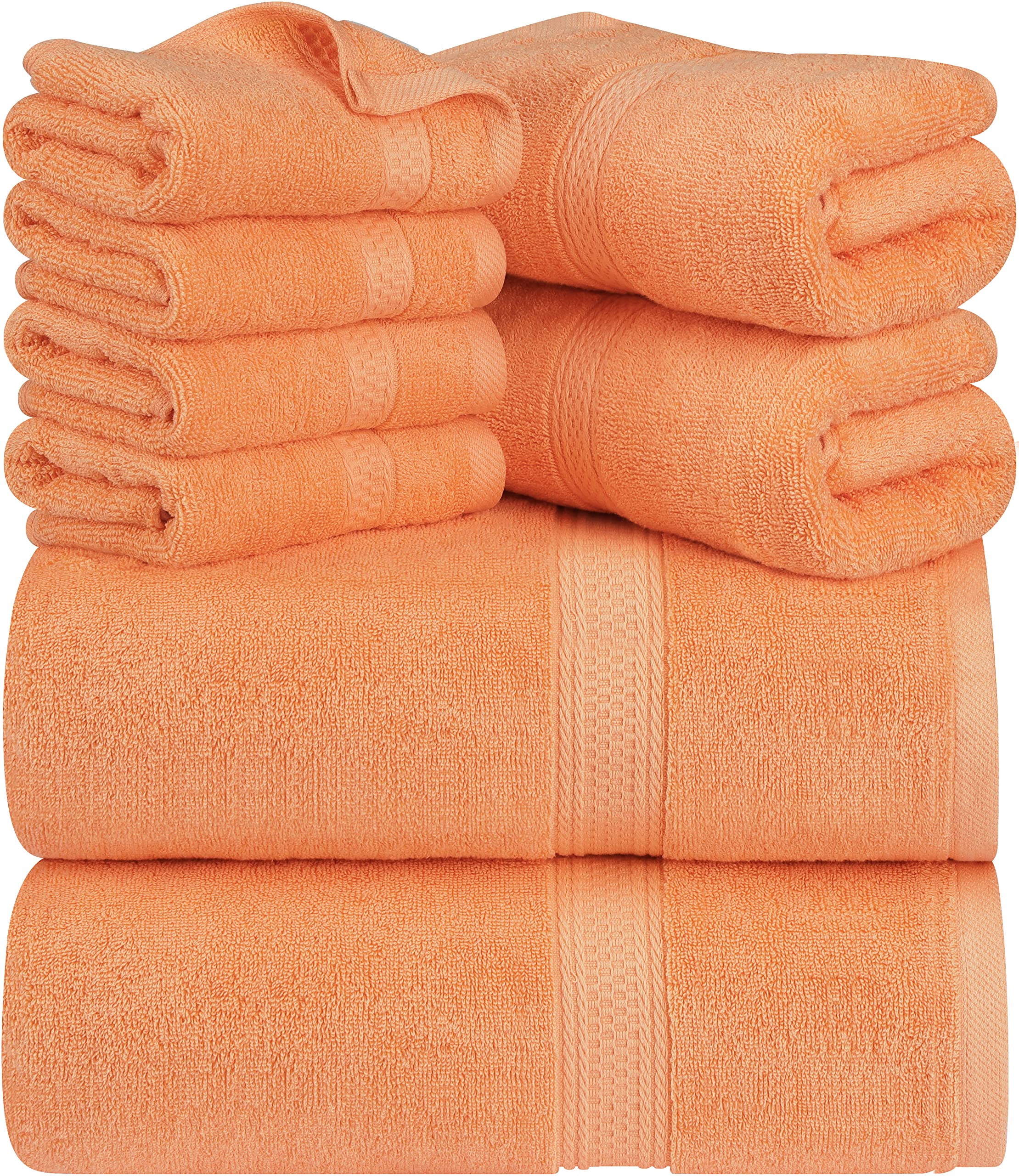 Cymak Towels 8-Piece Premium Towel Set, 2 Bath Towels, 2 Hand Towels, and 4 Wash Cloths, 600 GSM 100% Ring Spun Cotton Highly Absorbent Towels for Bathroom, Gym, Hotel, and Spa