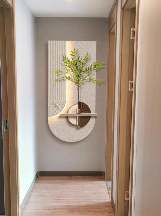 Entrance LED Wall Lamp Decoration Vase Stereoscopic Green Plant Corridor Hallway Modern Hanging Painting Living Room Mural Light,UL certification, Free delivery in two weeks.