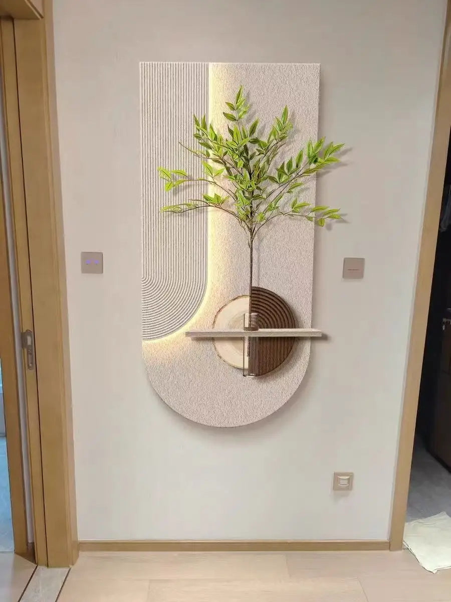 Entrance LED Wall Lamp Decoration Vase Stereoscopic Green Plant Corridor Hallway Modern Hanging Painting Living Room Mural Light,UL certification, Free delivery in two weeks.
