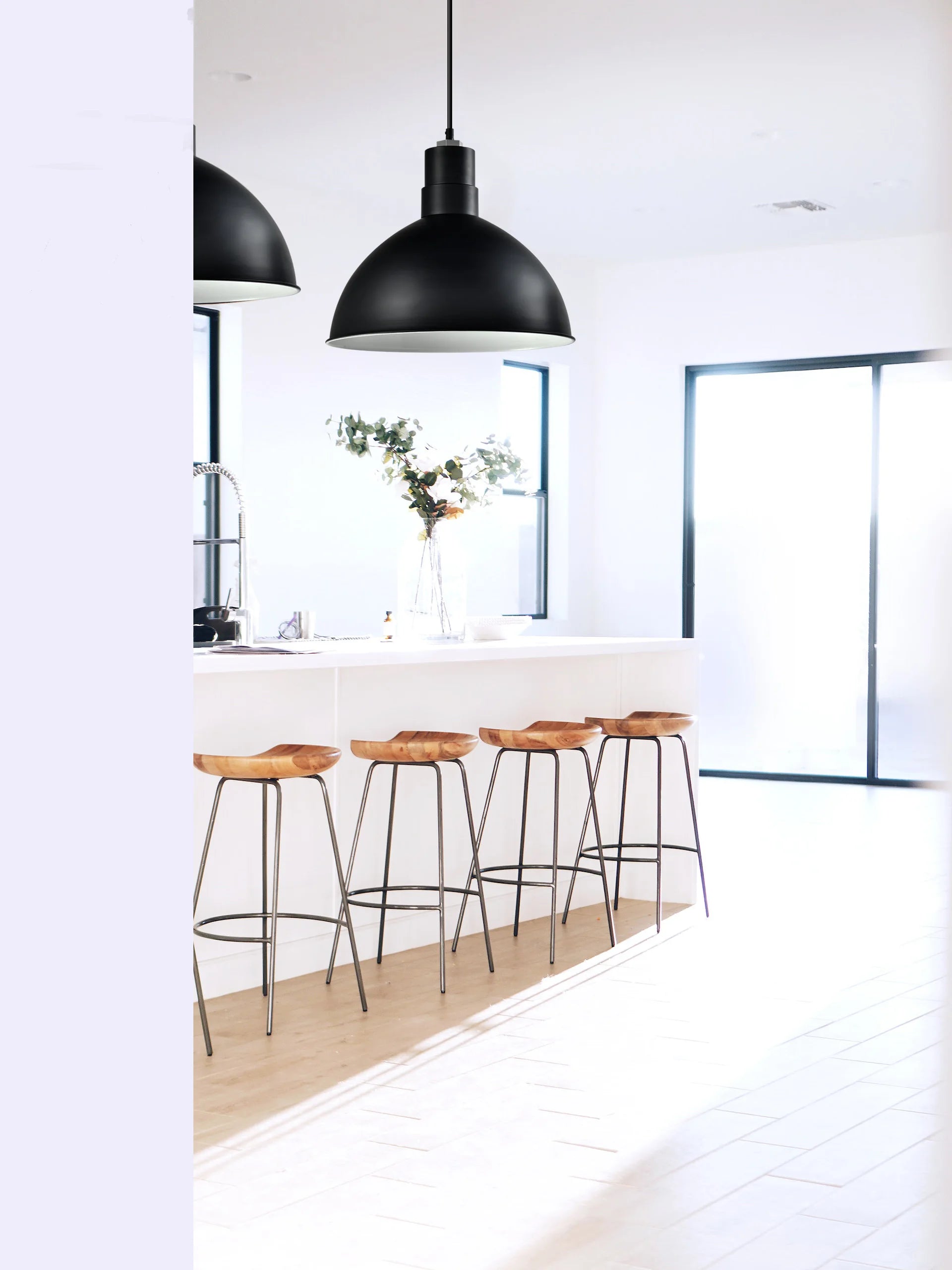 Pack of two.Modern Inside White/Outside Matte Black Metal Shade ETL approved dome shaped shade Hanging Lamp For Restaurant E26 Pendant Light,Free  shipping to Canada, delivery 60 days.