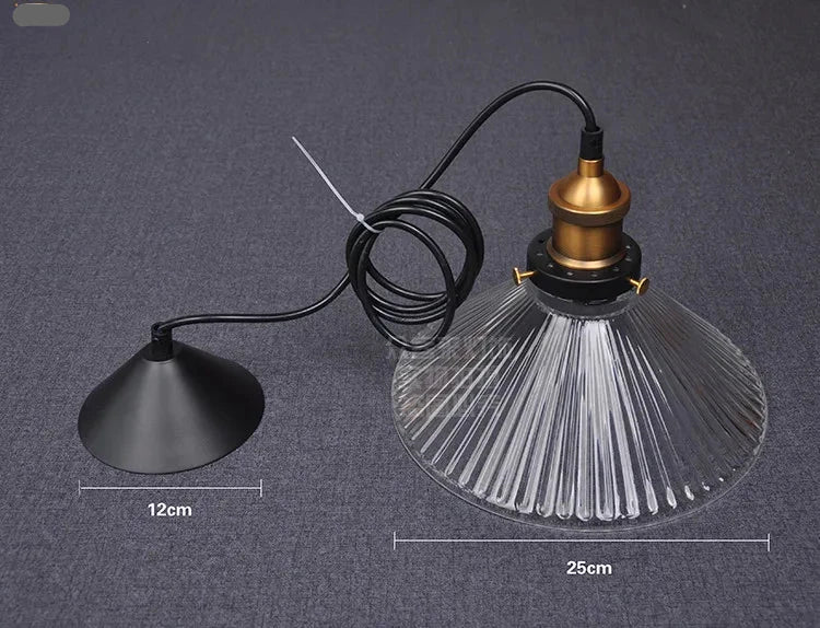 Loft Pendant Light 60W Glass Shade Lamp Industrial Vintage Retro Style Warehouse Lighting Ul