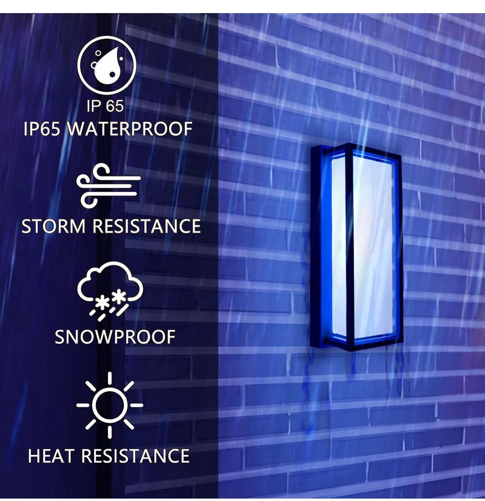 Pack of two,12Inch Lantern Wall Light Modern Outdoor Porch Patio Fixture Exterior LED Rectangle Sconce 5CCT IP65 Anti-UV PC Photocell Senso.ETL Certified,.Free Shipping delivery 45 days.