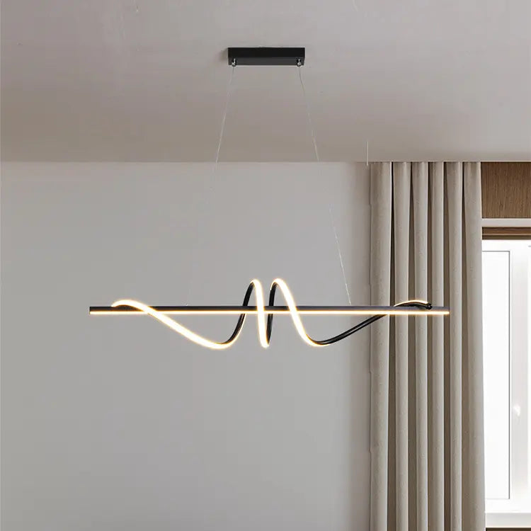 New Decorative Luxury Simple Hanging Lamps Fixture Kitchen Suspended Linear Wave Led Ceiling Light Decor Modern Pendant Lighting,Free shipping to Canada, Delivery 60 days, UL Certified.
