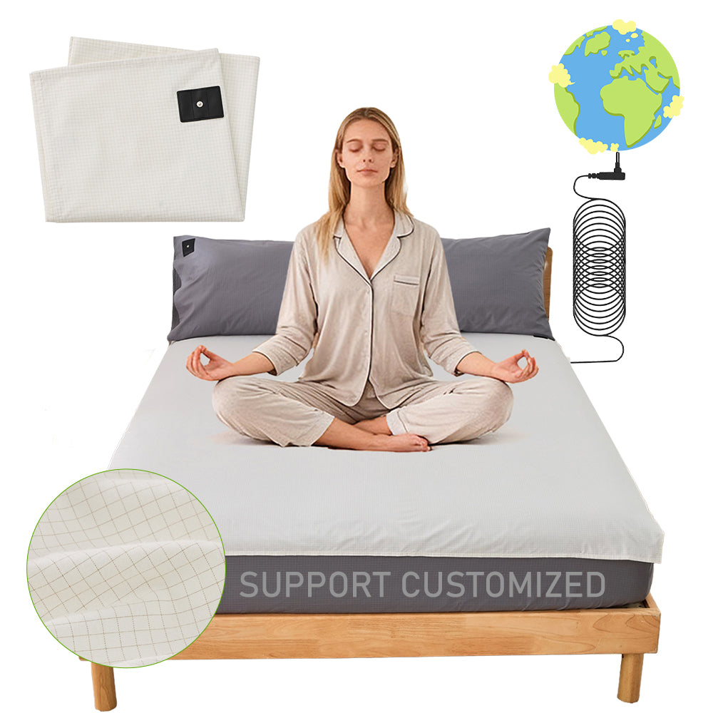 Earthing Grounding Fitted Sheet Home Bedding,10% Silver Fiber and 90% Organic Cotton Anti-static,free shipping delivery 30 days.