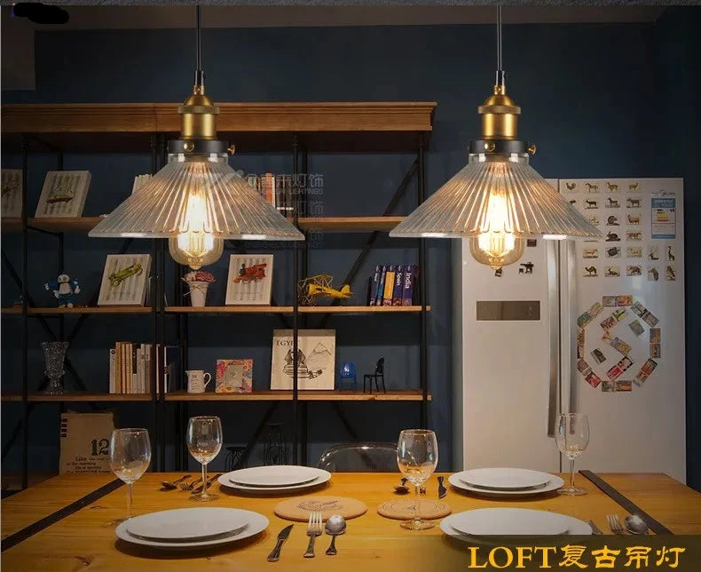 Loft Pendant Light 60W Glass Shade Lamp Industrial Vintage Retro Style Warehouse Lighting Ul