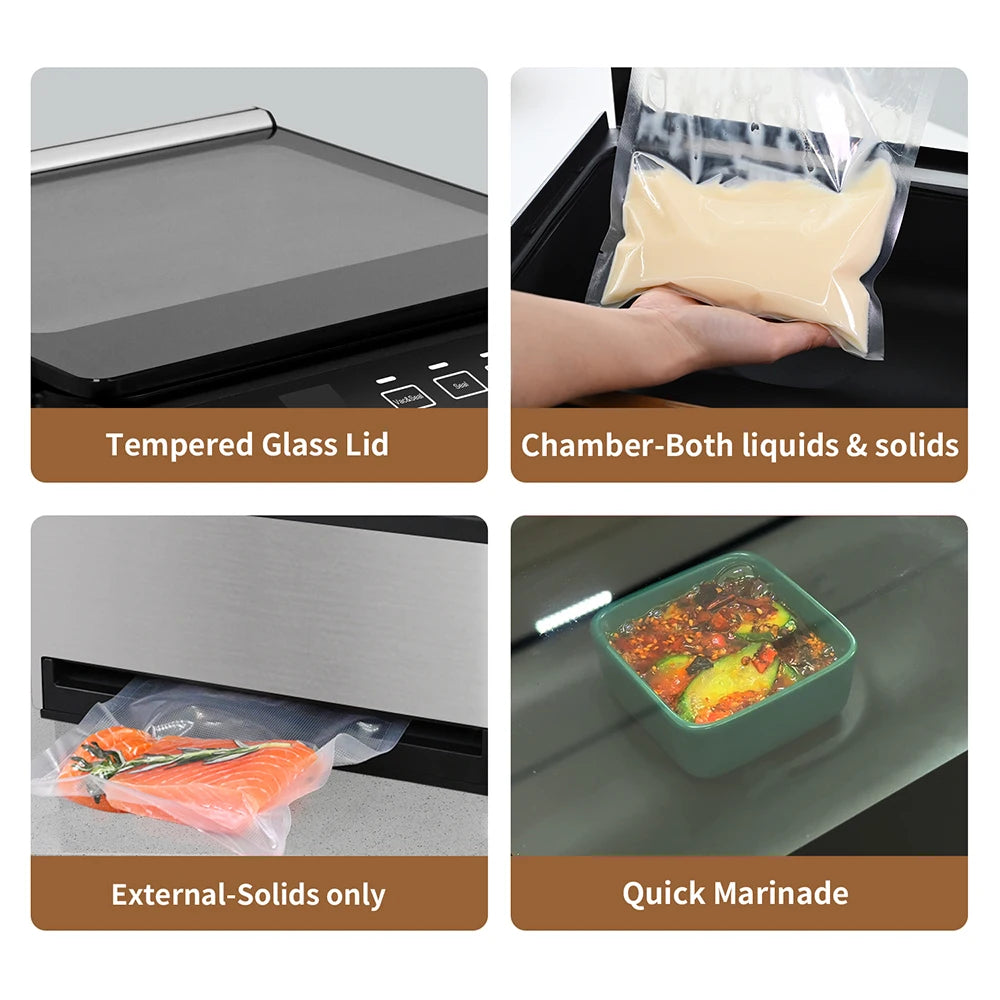 Dual-Seal Commercial Vacuum Sealer for Juicy Food and Liquids -98Kpa Chamber Vacuum Sealer Machine With Start Kit Sealer Bag,ETL Certified. Free shipping, delivery 60 days.