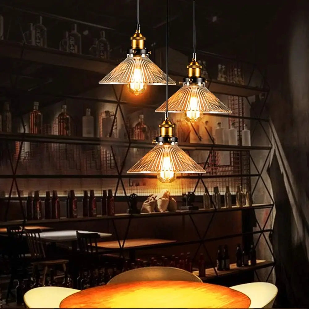 Loft Pendant Light 60W Glass Shade Lamp Industrial Vintage Retro Style Warehouse Lighting Ul