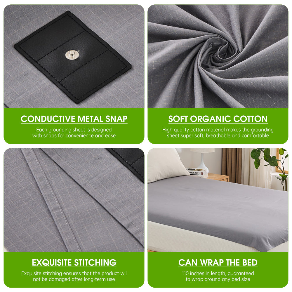 Earthing Grounding Fitted Sheet Home Bedding,10% Silver Fiber and 90% Organic Cotton Anti-static,free shipping delivery 30 days.