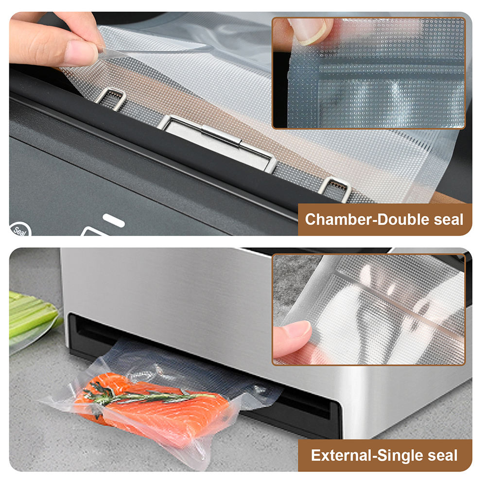 Dual-Seal Commercial Vacuum Sealer for Juicy Food and Liquids -98Kpa Chamber Vacuum Sealer Machine With Start Kit Sealer Bag,ETL Certified. Free shipping, delivery 60 days.