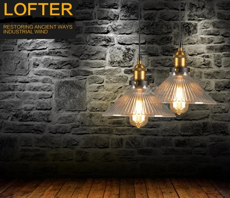 Loft Pendant Light 60W Glass Shade Lamp Industrial Vintage Retro Style Warehouse Lighting Ul