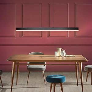 Linear LED Pendant Light Black, 31W Dimmable Dining Room Light Fixtures,ETL Certified, Modern Ceiling Hanging Kitchen Island Lighting Fixtures, 35.4"L Linear Chandelier, 3000K,fast and free shipping.