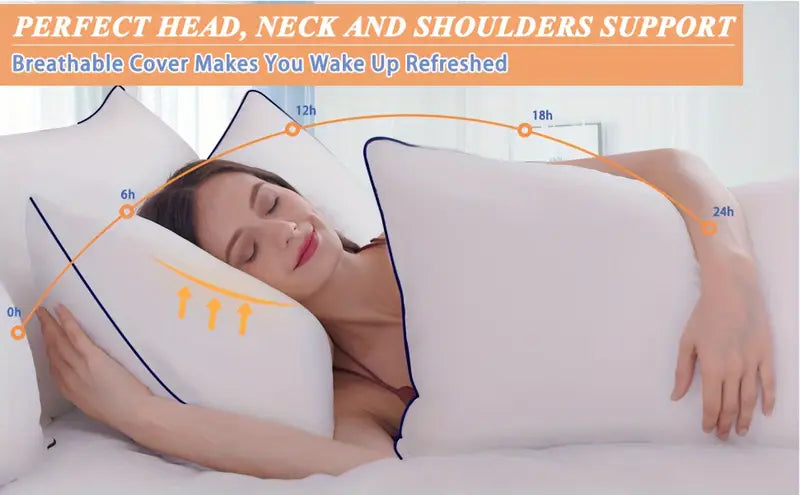 4pcs  Queen Cooling Bed Pillows, 3D Microfiber Fill, Breathable Polyester Cover, Soft & Washable, Multi-Position Sleeper Pillows with Space Theme, for All-Season Comfort, Adult Casual Style.Fast and free shipping.