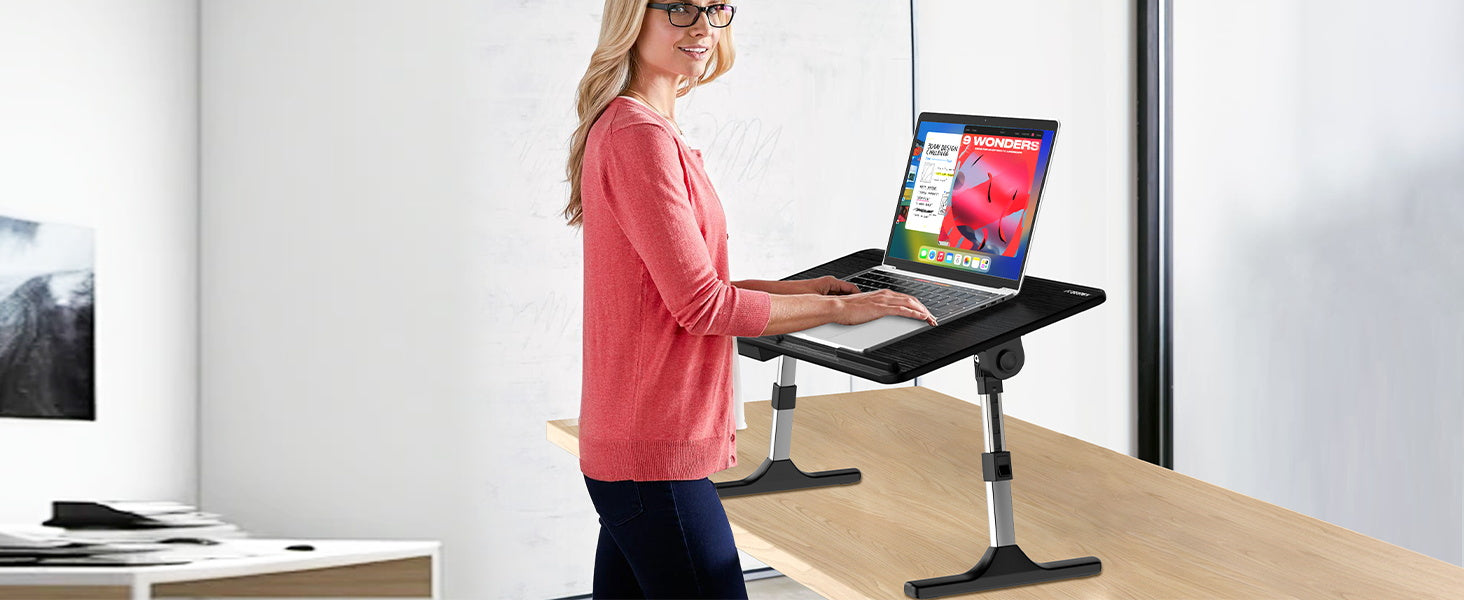 Adjustable Laptop Table, Lap Desk, Portable Standing Bed Desk, Foldable Sofa Breakfast Tray, Notebook Computer Stand for Reading and Writing (Black),fast and free shipping.