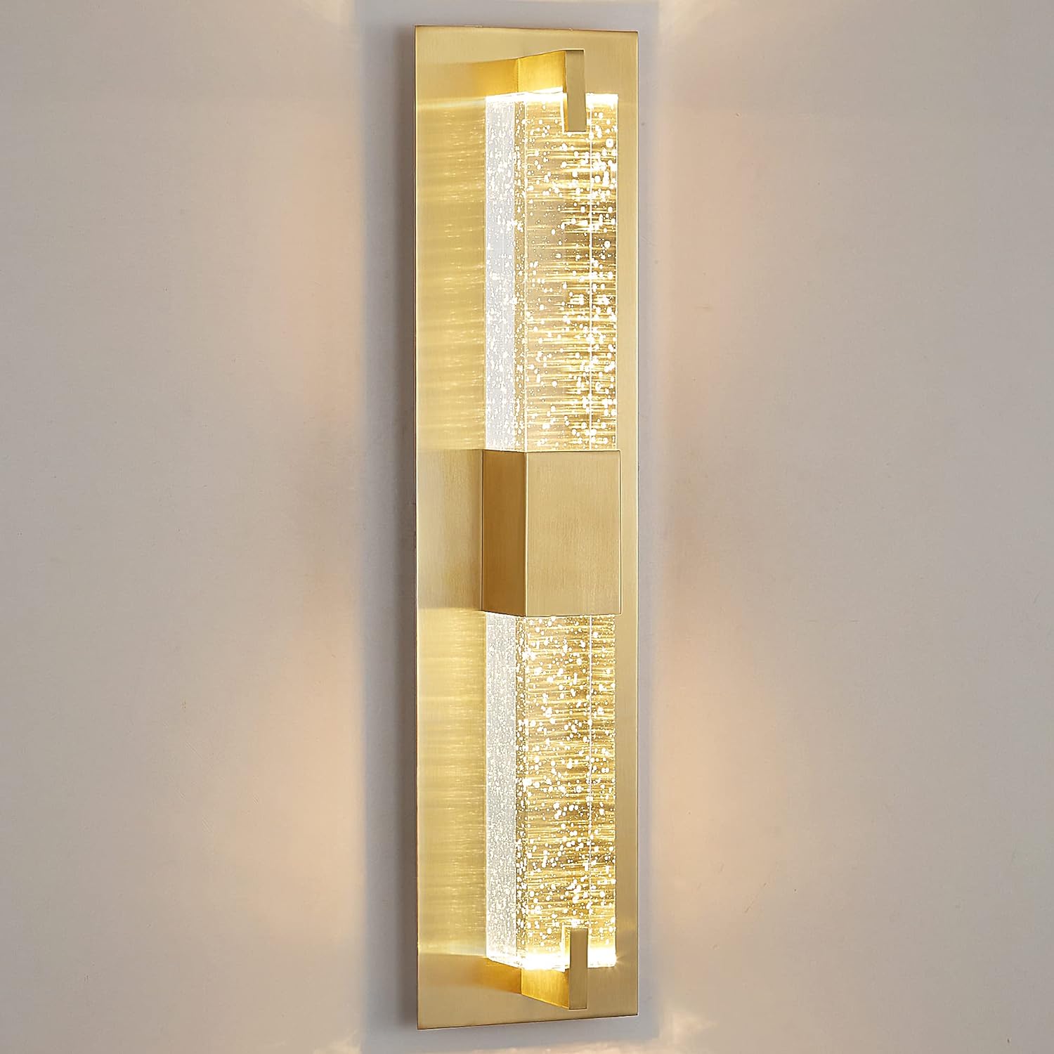 LED Wall Sconce Light: 19 Inch Modern Sconces Wall Lighting 3000K Dimmable Crystal Wall Lamps Indoor Bathroom Sconce Wall Mount Light Fixtures for Living Room/Bedroom/Hallway,Fast and free shipping.