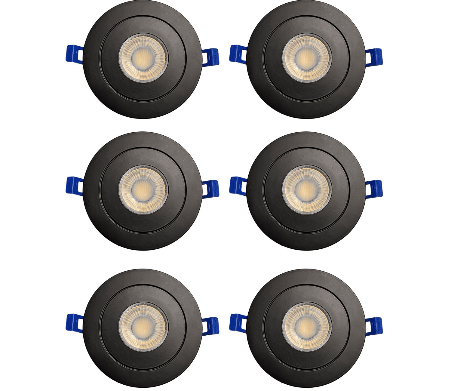 Strak Gimbal Black 3-Inch Integrated Slim Panel 7w 560lm Downlight Recessed Lighting Ic Rated 5000k (Cool White) - (6-Pack)