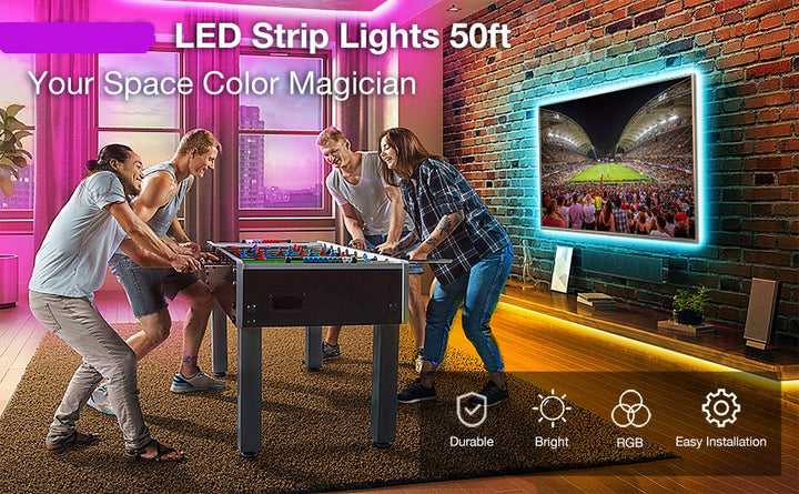 50ft RGB Led Strip Lights, Color Changing Led Strips Kit 44 Keys IR Remote Control, led bulbs ontario Home Decoration RGB 5050 Led