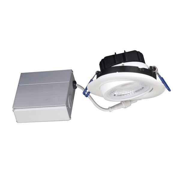 Strak Gimbal White 4" Integrated Slim Panel 7w, 560lm with 4000k (Natural White), Dimmable, Led Recessed Light Kit White Junction Box
