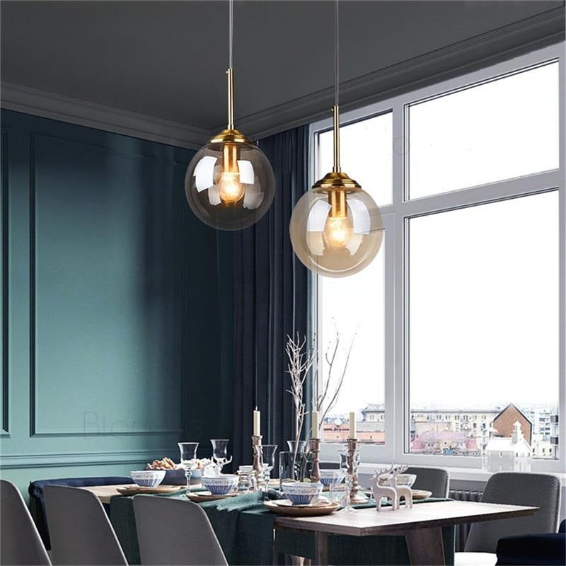 Modern Gold Pendant Lights 15cm Glass Ball Hanging Lights Loft Lamps for Bedroom Living Room Ktichen Home Decor Led Lights..Certification: UL,DELIVERY 60DAYS.Free shipping to Canada.