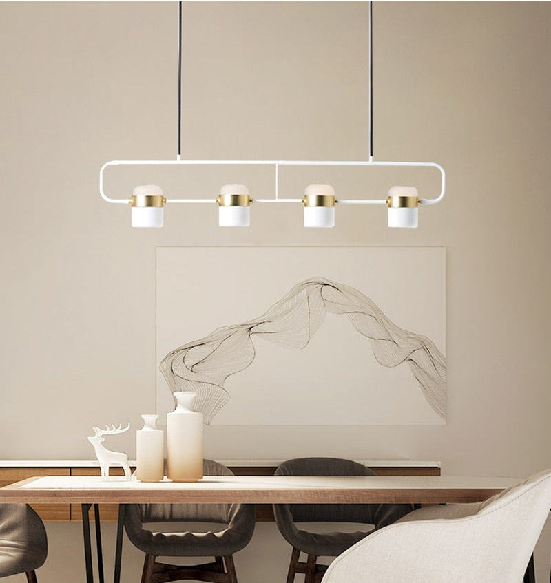 STRAK Postmodern Led Pendant Lights Simple Rose Gold Suspension Lamp for Dining Room Bedroom Hanging Light Ul