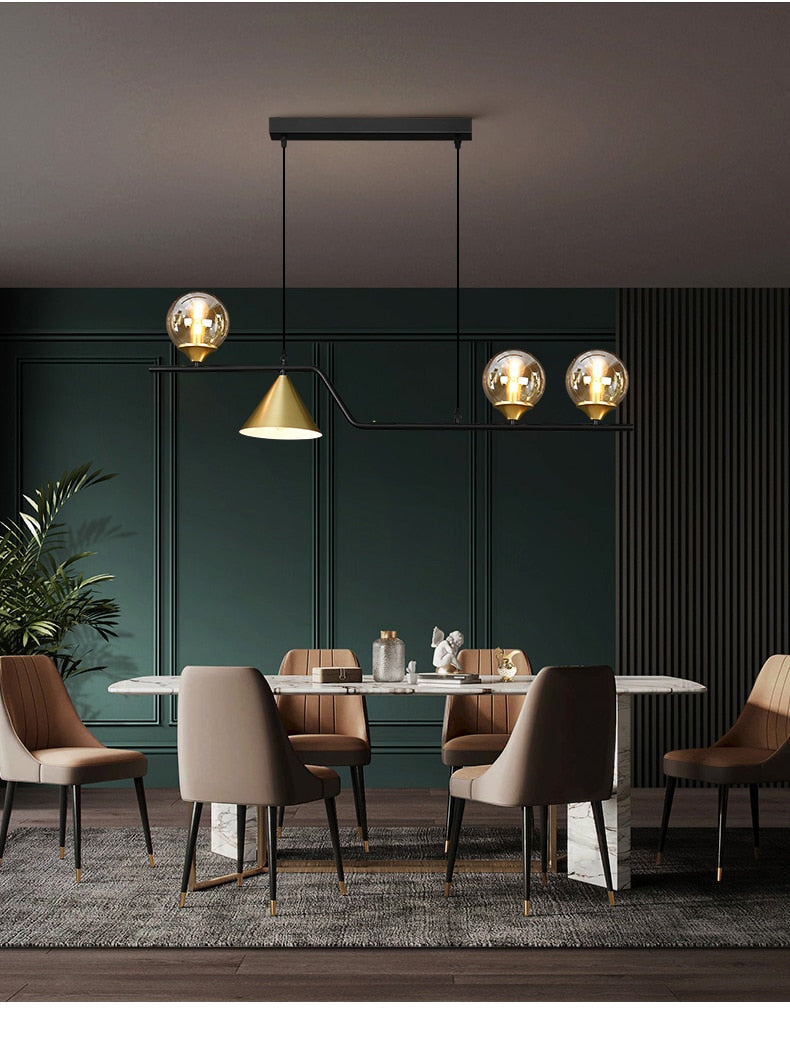 Nordic Style Black Chandelier For Living Room Dining Room Kitchen Glass Bulb Led Ceiling Pendant Light Indoor Decoration Lamps. Certification: UL