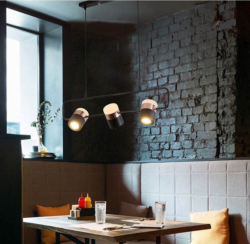 STRAK Postmodern Led Pendant Lights Simple Rose Gold Suspension Lamp for Dining Room Bedroom Hanging Light Ul