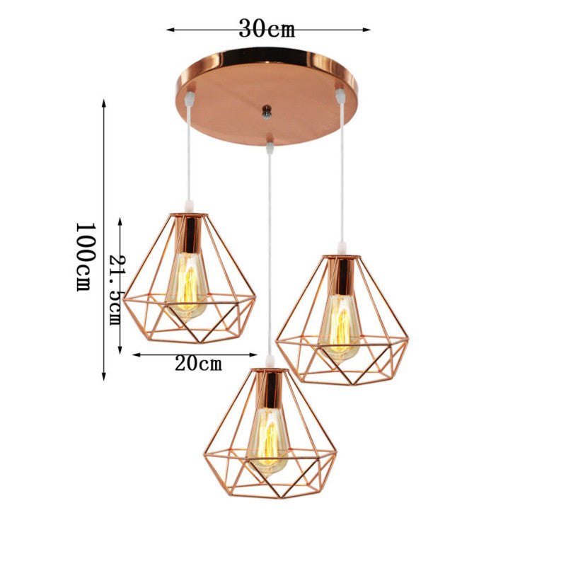 Nordic Cage Pendant Light Rose Gold Minimalist Decorative Restaurant Loft Creative E27 Hanging Light Fixture Ul,DELIVERY 45 DAYS.
