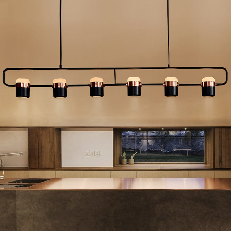 STRAK Postmodern Led Pendant Lights Simple Rose Gold Suspension Lamp for Dining Room Bedroom Hanging Light Ul