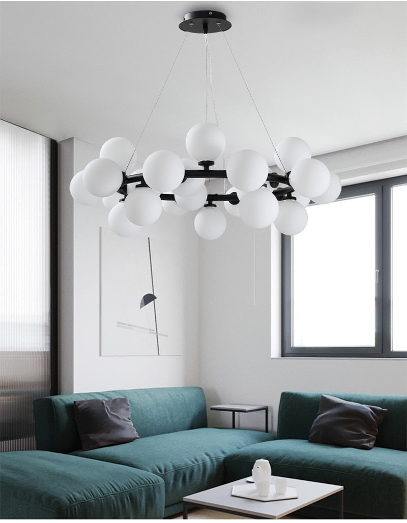 Modern Nordic G4 Led Chandelier Style White Glass Ball Lamp For Living Room Kitchen Lighting Decoration Home Ceiling Fixtures.Certification: UL