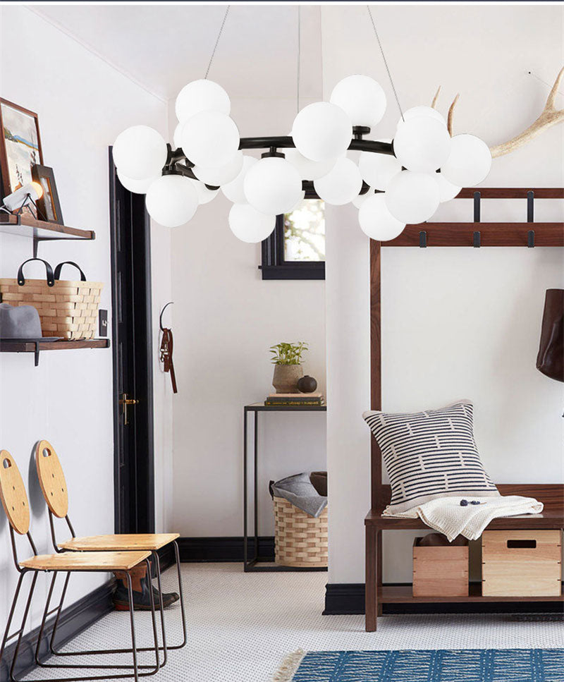 Modern Nordic G4 Led Chandelier Style White Glass Ball Lamp For Living Room Kitchen Lighting Decoration Home Ceiling Fixtures.Certification: UL