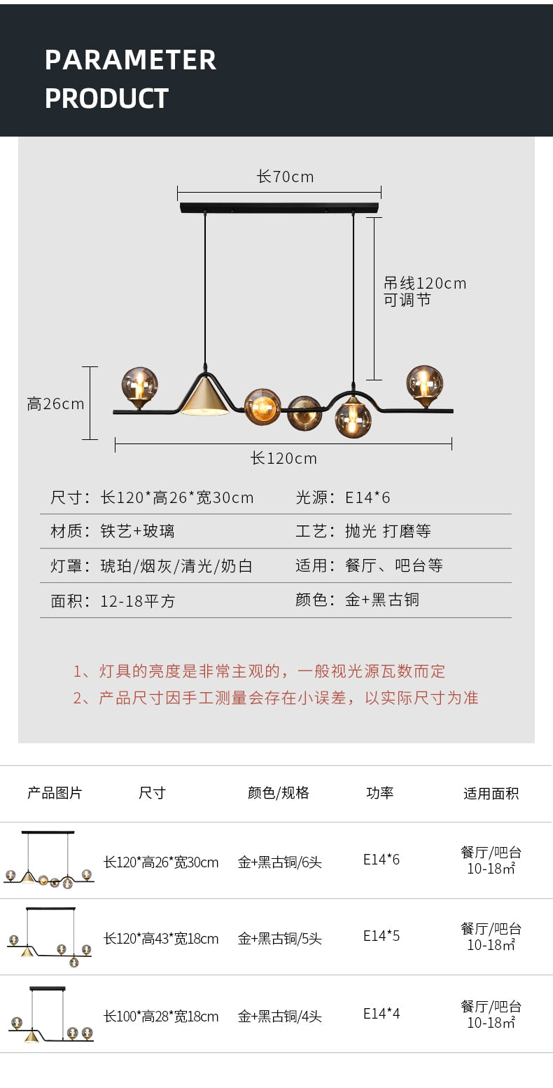 Nordic Style Black Chandelier For Living Room Dining Room Kitchen Glass Bulb Led Ceiling Pendant Light Indoor Decoration Lamps. Certification: UL