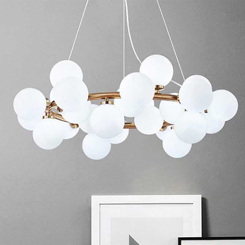 Modern Nordic G4 Led Chandelier Style White Glass Ball Lamp For Living Room Kitchen Lighting Decoration Home Ceiling Fixtures.Certification: UL