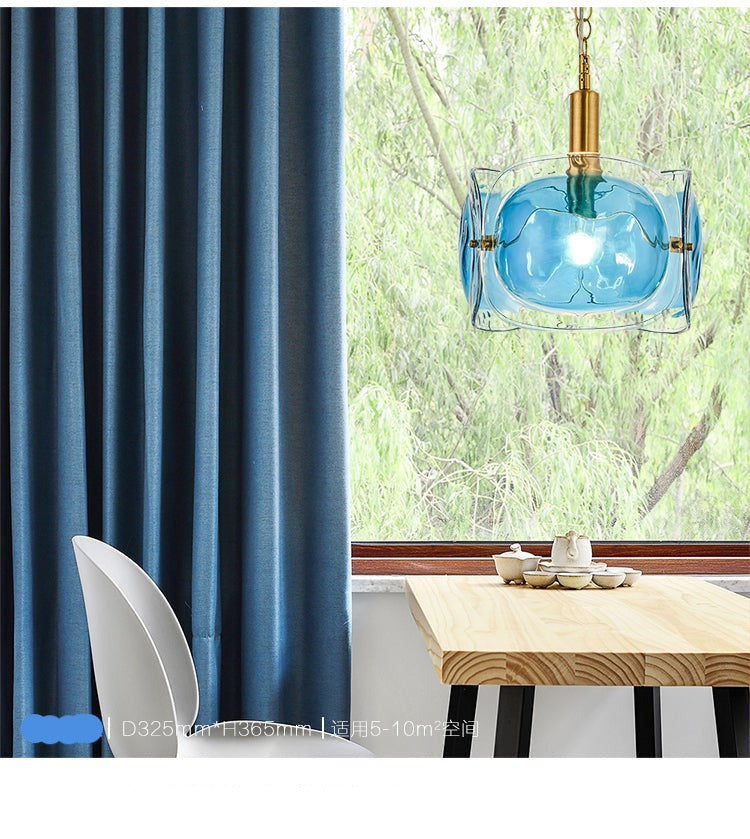 Modern Simple Luxury Design E27 Led Light Blue Glass Pendant Lamp for Restaurant Cafe  Home Decor UL