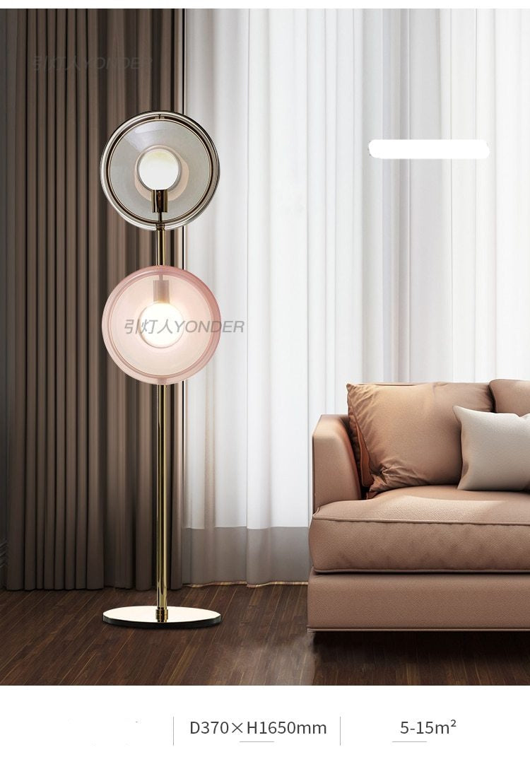 Postmodern LED floor lamp Nordic glass Standing light living room lights study Iron art bedroom hotel lighting.Certification: UL