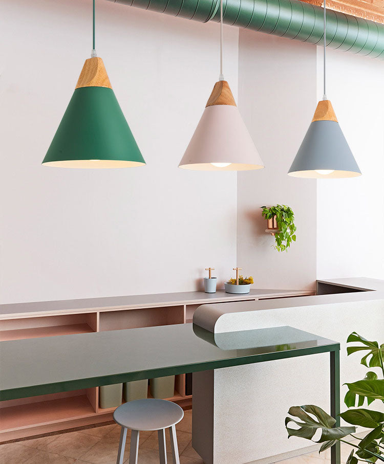 STRAK Nordic Wood Cafe Restaurant Pendant Lamp Modern Led Bedroom Kitchen Colorful Home Decoration Aluminum Product Fixtures Lamp Certification-UL