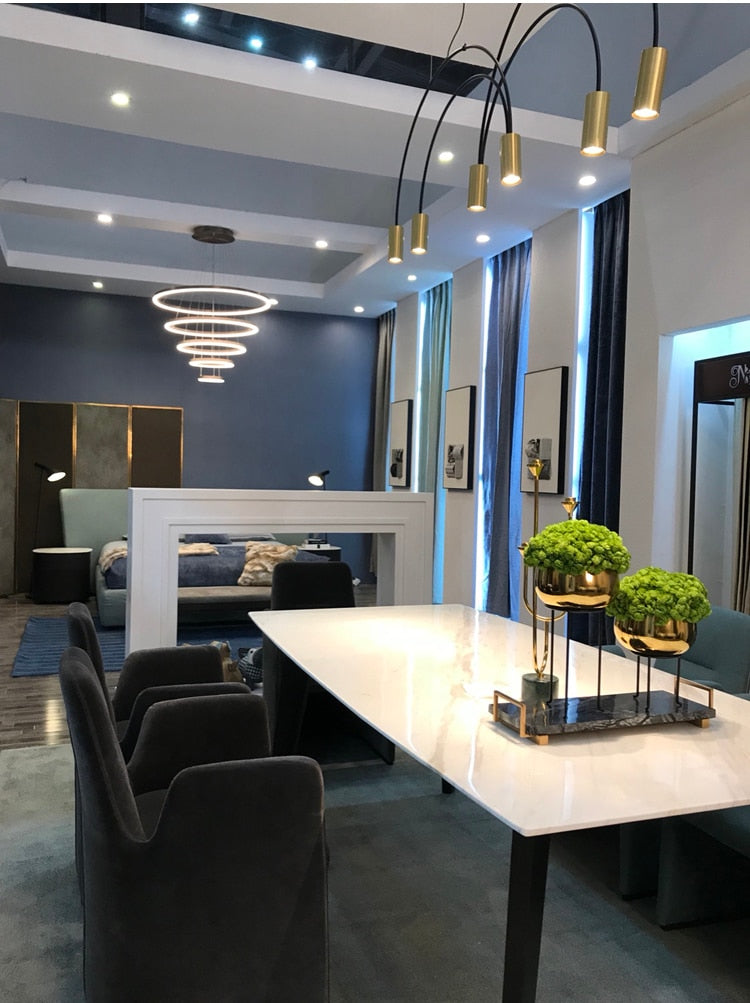 STRAK Brass Pendant Lamp Minimalist Rainbow Pendant Light Modern Creative Led for Dining Ul