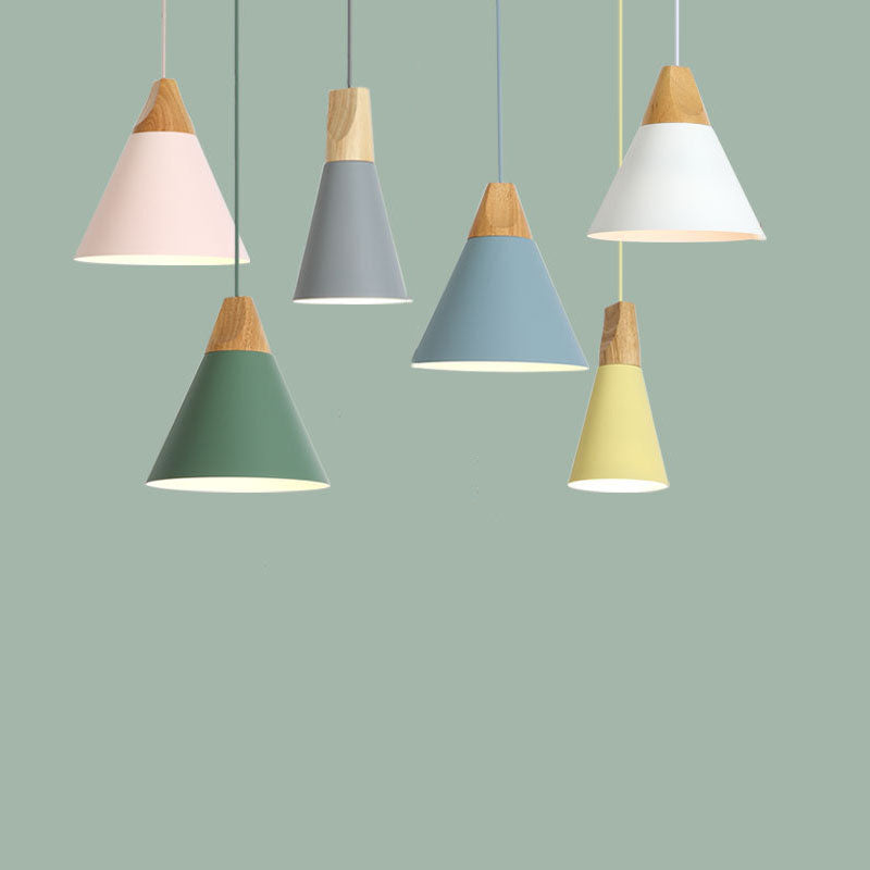 STRAK Nordic Wood Cafe Restaurant Pendant Lamp Modern Led Bedroom Kitchen Colorful Home Decoration Aluminum Product Fixtures Lamp Certification-UL