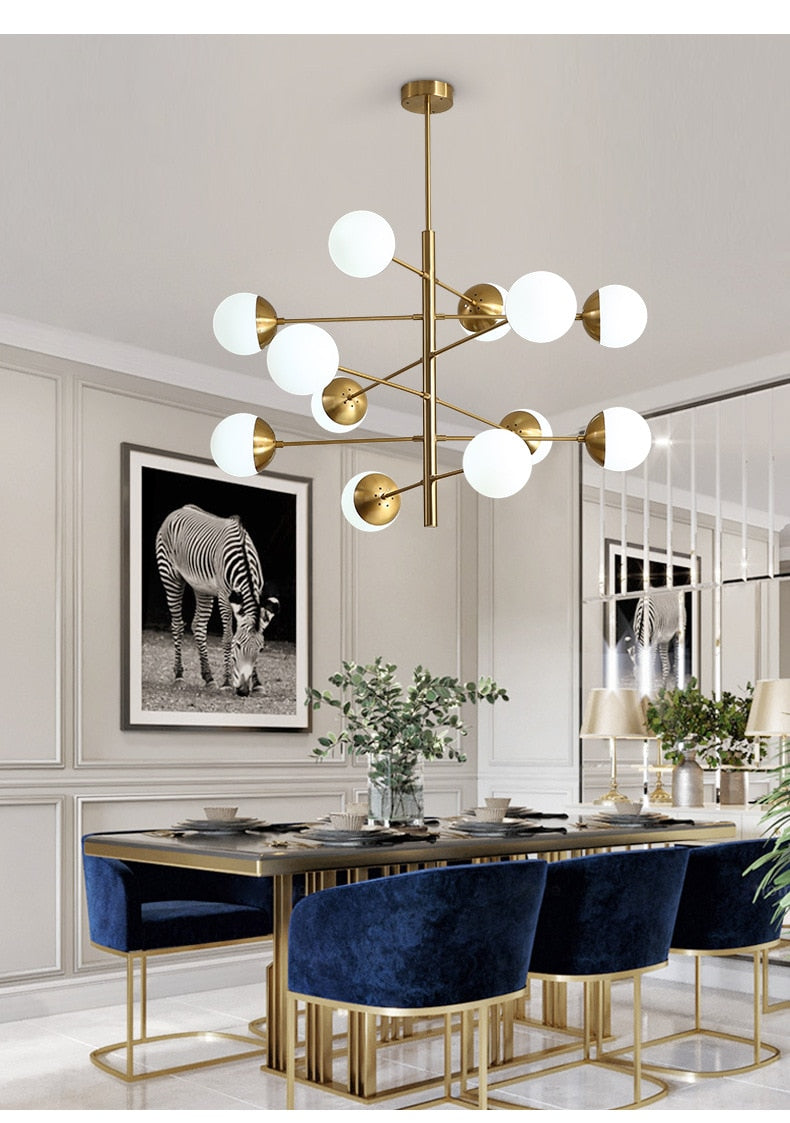 Post Modern Design Metal Molecule Glass Ball Pendant Lamp Creative Art Indoor Light Fixture Ideal for Loft, Villa, Ul