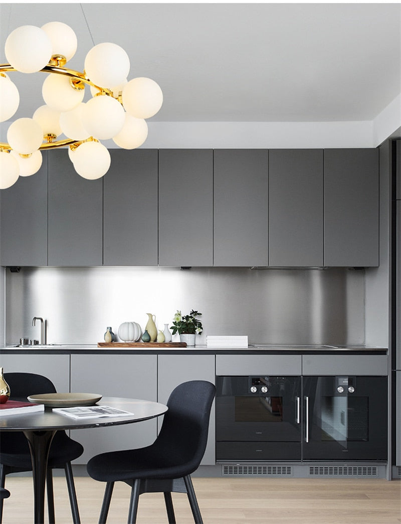 Modern Nordic G4 Led Chandelier Style White Glass Ball Lamp For Living Room Kitchen Lighting Decoration Home Ceiling Fixtures.Certification: UL