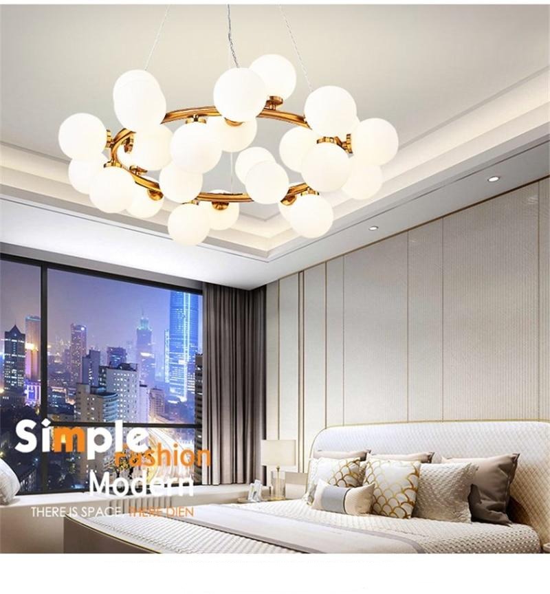 Modern Nordic G4 Led Chandelier Style White Glass Ball Lamp For Living Room Kitchen Lighting Decoration Home Ceiling Fixtures.Certification: UL
