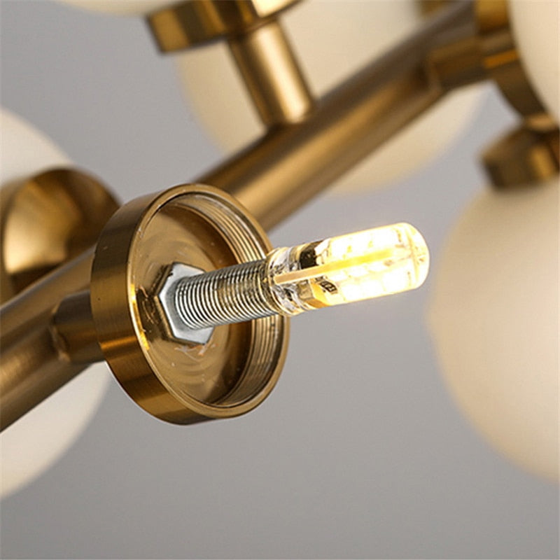 Modern Nordic G4 Led Chandelier Style White Glass Ball Lamp For Living Room Kitchen Lighting Decoration Home Ceiling Fixtures.Certification: UL