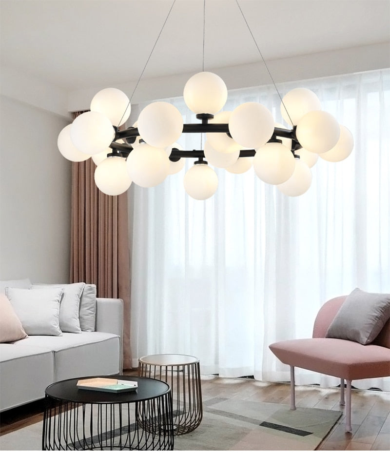 Modern Nordic G4 Led Chandelier Style White Glass Ball Lamp For Living Room Kitchen Lighting Decoration Home Ceiling Fixtures.Certification: UL