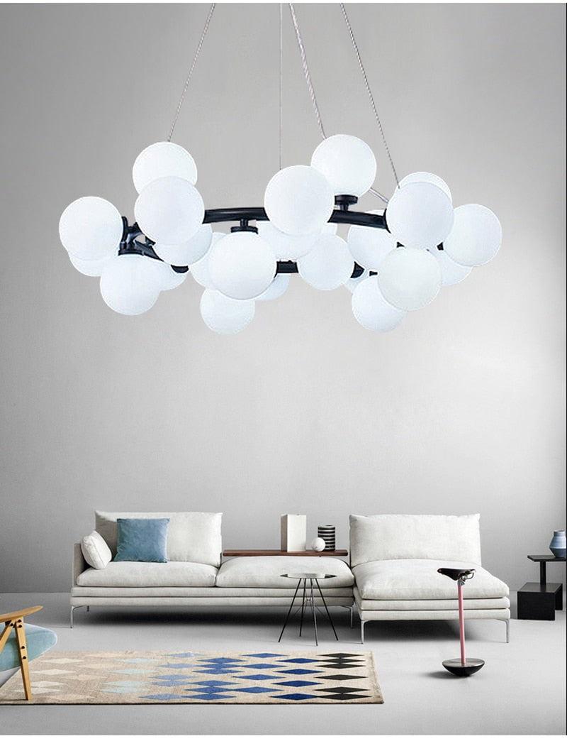 Modern Nordic G4 Led Chandelier Style White Glass Ball Lamp For Living Room Kitchen Lighting Decoration Home Ceiling Fixtures.Certification: UL