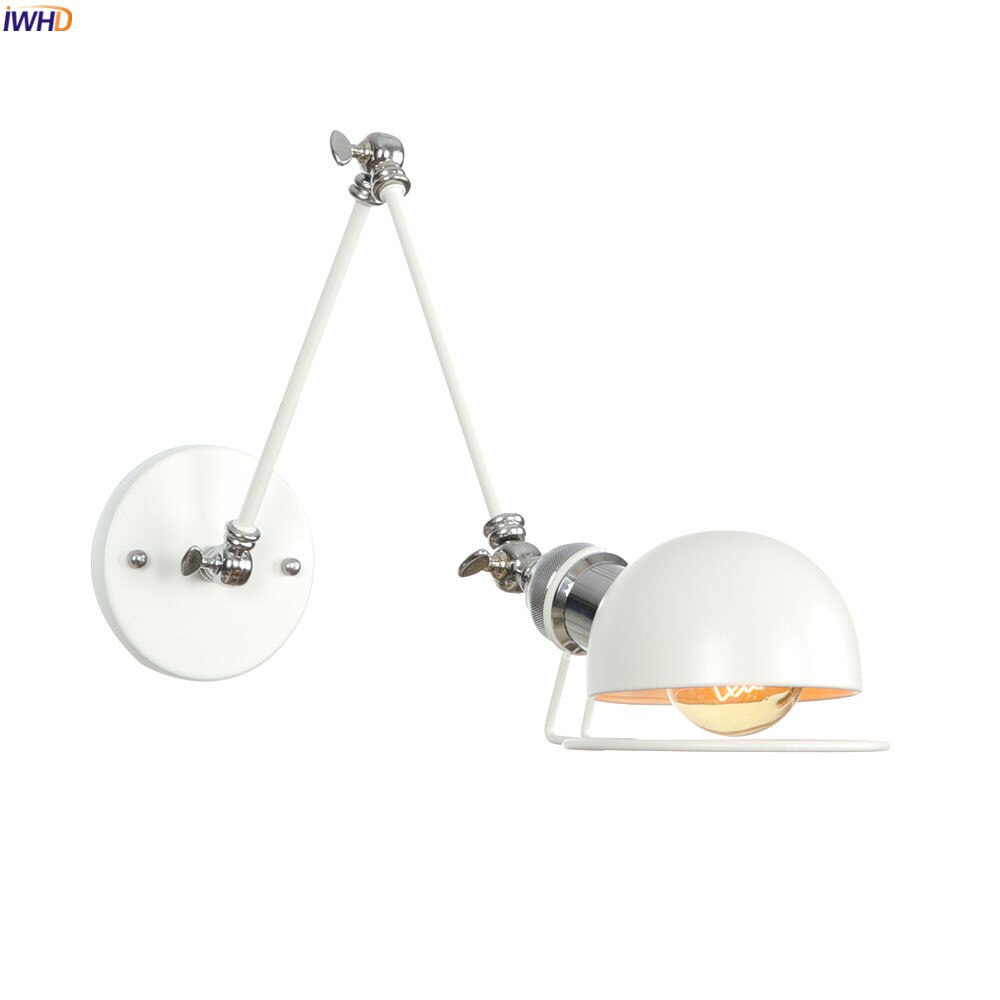 White Adjustable Swing Long Arm Wall Light Fixtures Bedroom Stair Bathroom Edison Loft Vintage Wall Lamp Sconce Lighting.Certification: UL