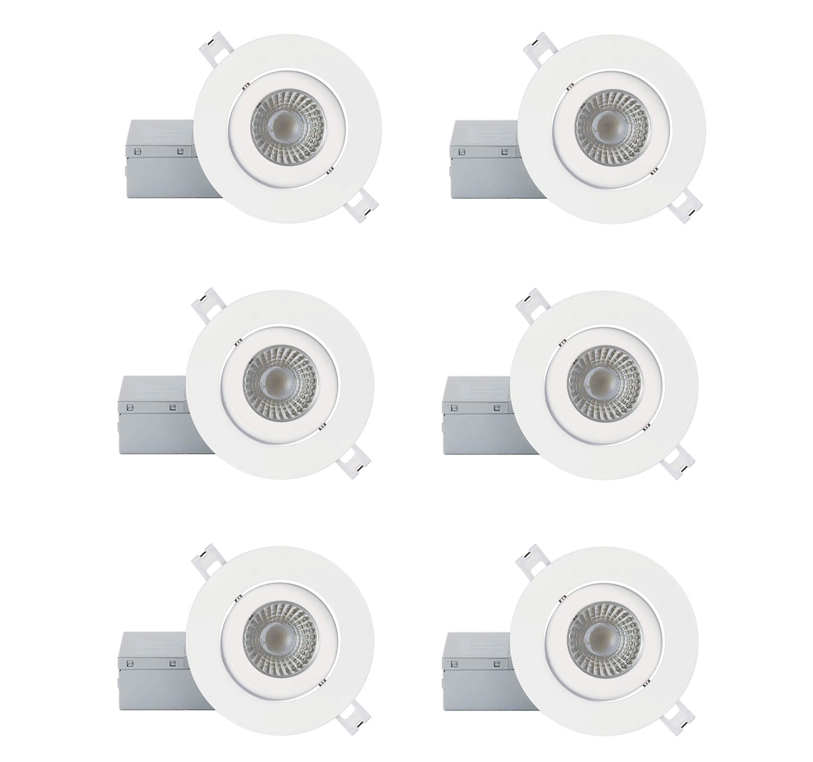 Strak Gimbal White 4-Inch Integrated Panel 7W, 560 Lumens 4000k (Natural White), Energy Star - (6-Pack)