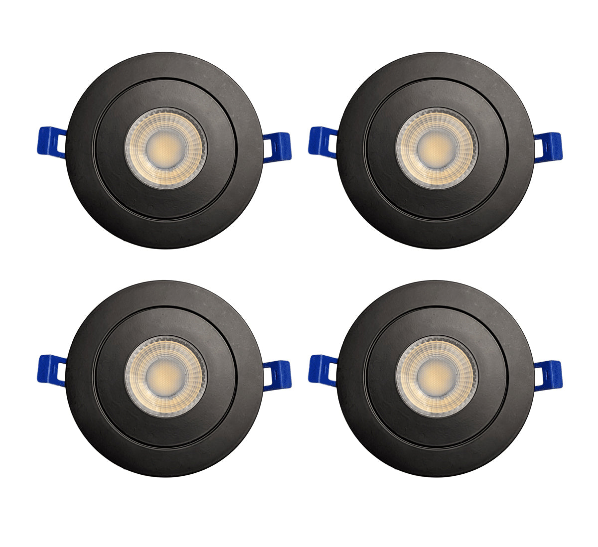 Strak Gimbal Black 3-Inch Integrated Slim Panel 7w 560lm Downlight Recessed Lighting Ic Rated 5000k (Cool White) - (4-Pack)