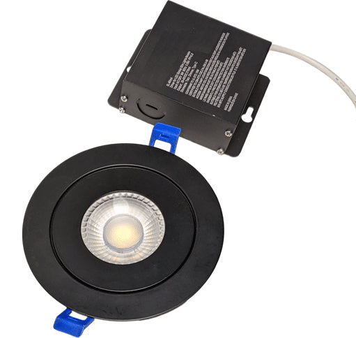 Strak Gimbal Black 3-Inch Integrated Slim Panel 7w 560lm Downlight Recessed Lighting Ic Rated 5000k (Cool White) - (4-Pack)