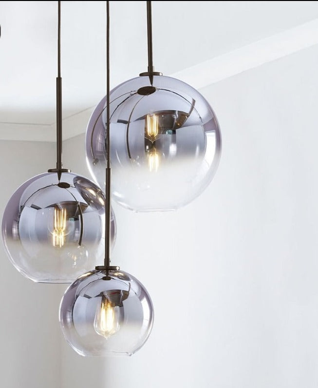 Nordic modern gradient color E27 creative LED glass pendant light for home bedroom living room restaurant shop.Certification:UL