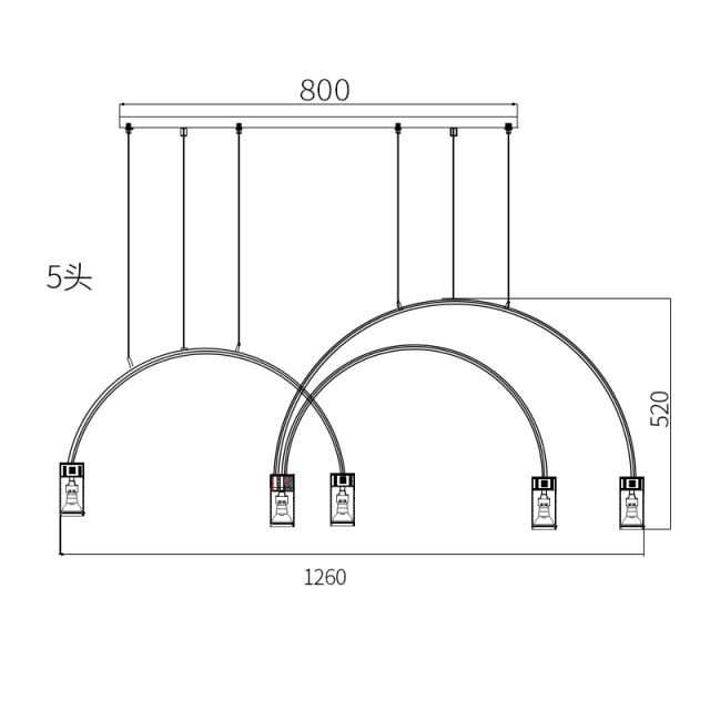 STRAK Brass Pendant Lamp Minimalist Rainbow Pendant Light Modern Creative Led for Dining Ul
